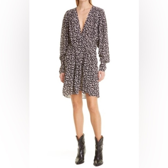 ISABEL MARANT "Arone" Floral Vine Viscose Crepe Draped Dress FR44 US 12 NWT 595$ - Picture 5 of 10